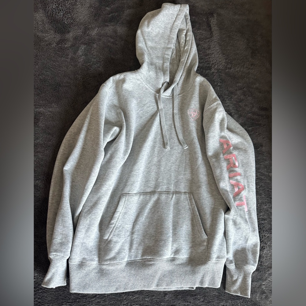 Ariat Gray Hoodie with Pink Logo